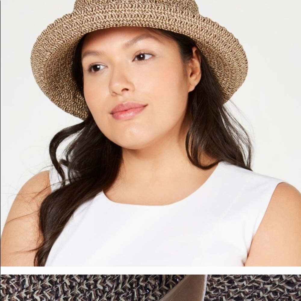 Nine West Packable Kettle Woven Hat 50 SPF